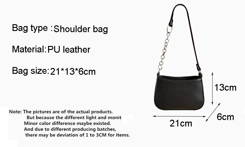 Simple Style Hot Shoulder Bag Women Black Handbag PU Leather Armpit Messenger Bags Purse  New Fashion