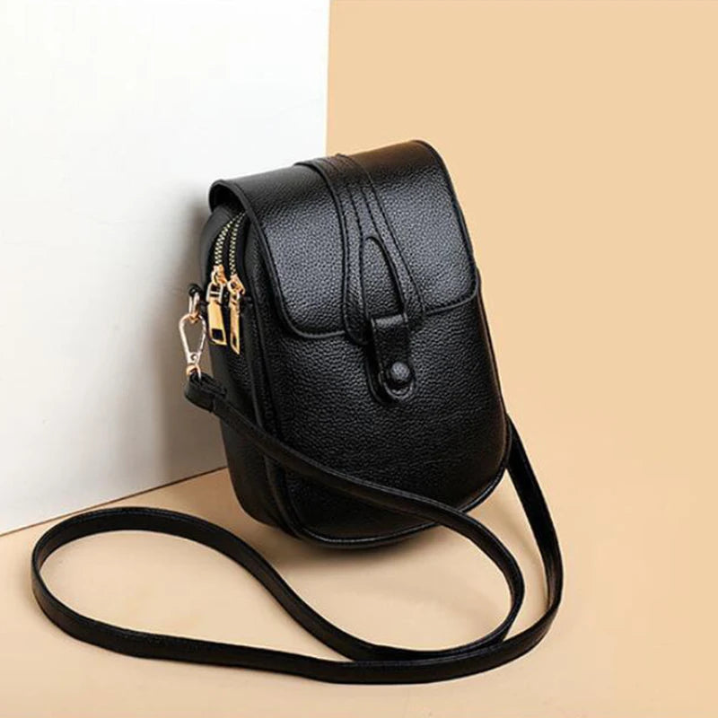 Simple Design PU Leather Crossbody Shoulder Bags for Women Spring Retro Branded Handbags and Purses Ladies Mobile Phone sac