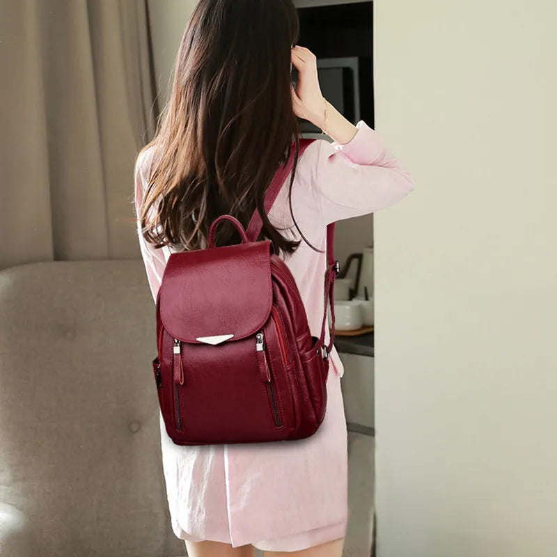 New Arrival Pu Leather Backpack Shoulder Bags For Women Fashion Travel Knapsack High Quality Rucksack School Bag 