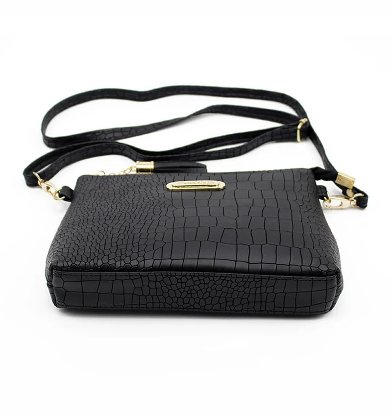 Fashion Alligator Pattern Shoulder Messenger Bags for Women PU Leather Handbag Small Phone Purse Crossbody Pack