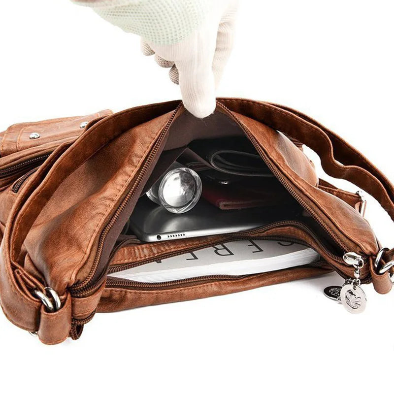Casual Large Capacity Hobos Bag For Women Travel Shoulder Bags Female Multifunctional Handbag Totes PU Leather Crossbody Bag