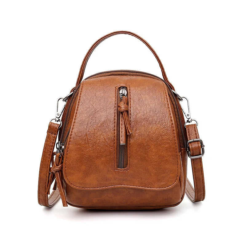Vintage Bucket Shoulder Bags Crossbody Female PU Leather Solid Color Small Handbag Purse for Women Phone Pocket Messenger Bag