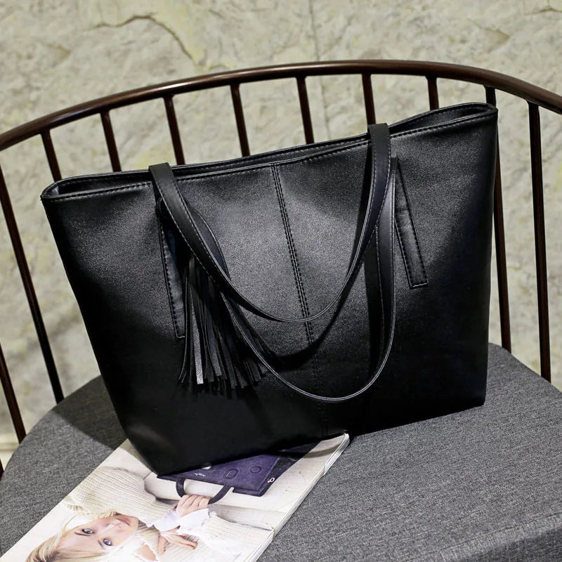 Ladies Large Capacity Handbags Women Retro Tassel Design Tote Luxury Brand PU Leather Shoulder Bag Female Top Handle Sac A Main