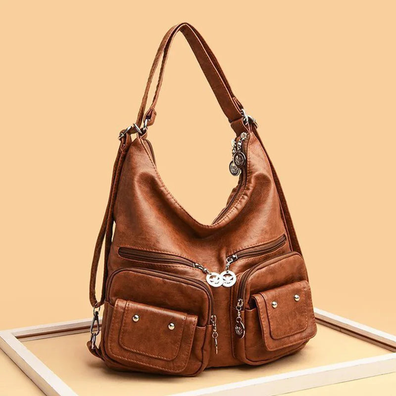 Casual Large Capacity Hobos Bag For Women Travel Shoulder Bags Female Multifunctional Handbag Totes PU Leather Crossbody Bag