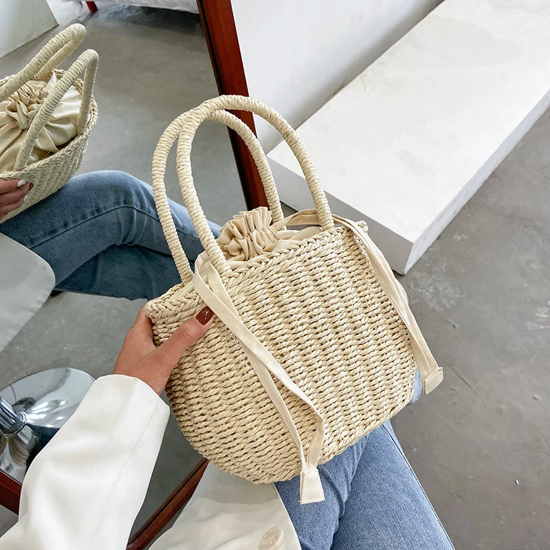 Straw Bags for Women Summer Rattan Bag Handmade Woven Beach Bag Bohemia Handbag Bolsos Fashion Rattan Basket Tote Purse