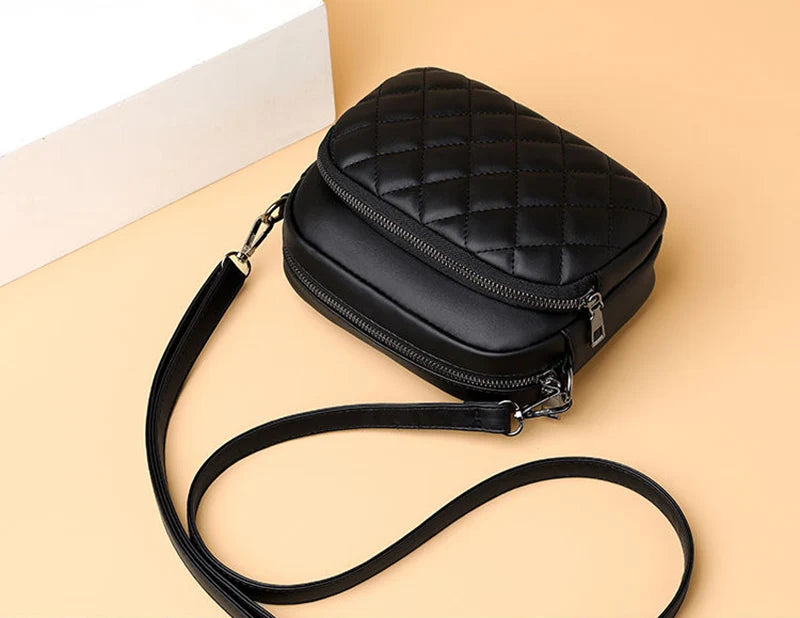 Simple Fashion Plaid Shoulder Bags For Women PU Leather Crossbody Messenger Bag Phone Purse Lady Small Handbag Clutch