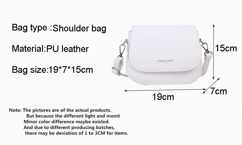 Fashion Flap Saddle Shoulder Bags for Women Solid Color Designer Messenger Handbags Purse Small Female Leather Crossbody Bag