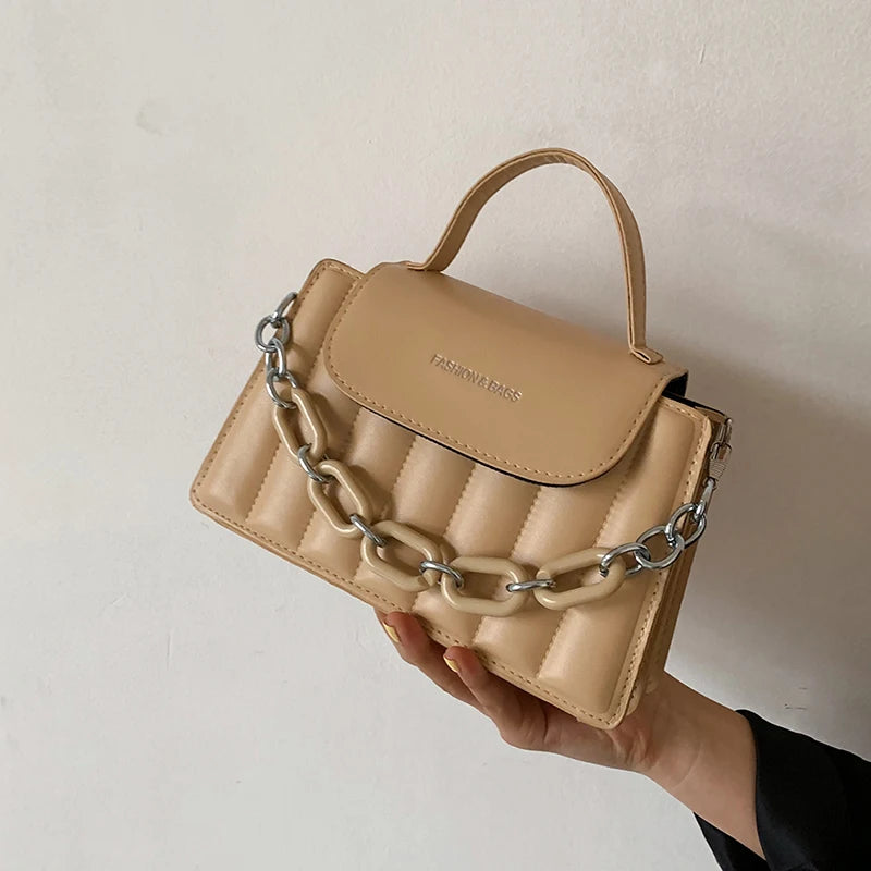 New Chains Shoulder Bag Women Solid Color Crossbody Bag Designer Messenger Handbag and Purse Luxury Top-handle Bag feminina
