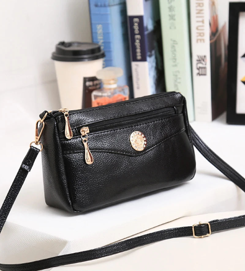 Small Fashion Shoulder Bags for Women Soft Leather mama Handbags Crossbody Messenger Bag Purse Solid Color Clutch