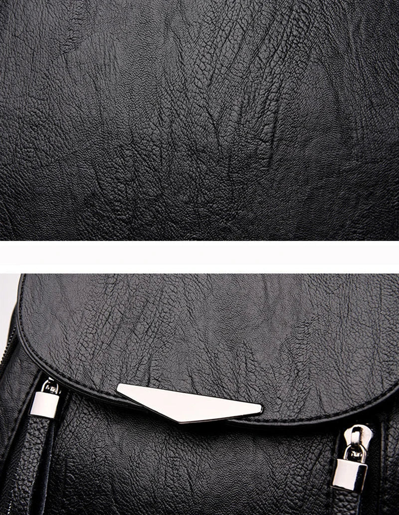 Women's Backpack Travel Large Backpack PU Leather Handbag Schoolbag For Girls Female Shoulder Back mochila