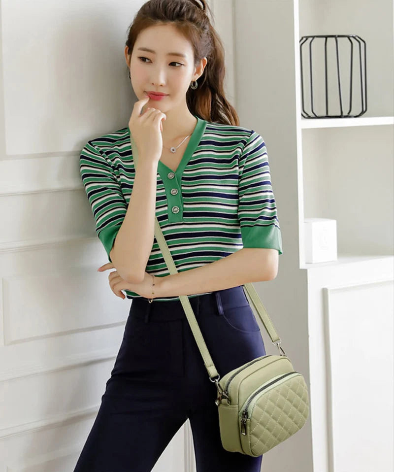 Simple Fashion Plaid Shoulder Bags For Women PU Leather Crossbody Messenger Bag Phone Purse Lady Small Handbag Clutch