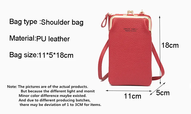 Fashion New Large Capacity Phone Purse for Women PU Leather Crossbody Shoulder Bag Pouch Female Casual Handbag Pack