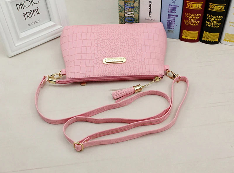 Fashion Alligator Pattern Shoulder Messenger Bags for Women PU Leather Handbag Small Phone Purse Crossbody Pack