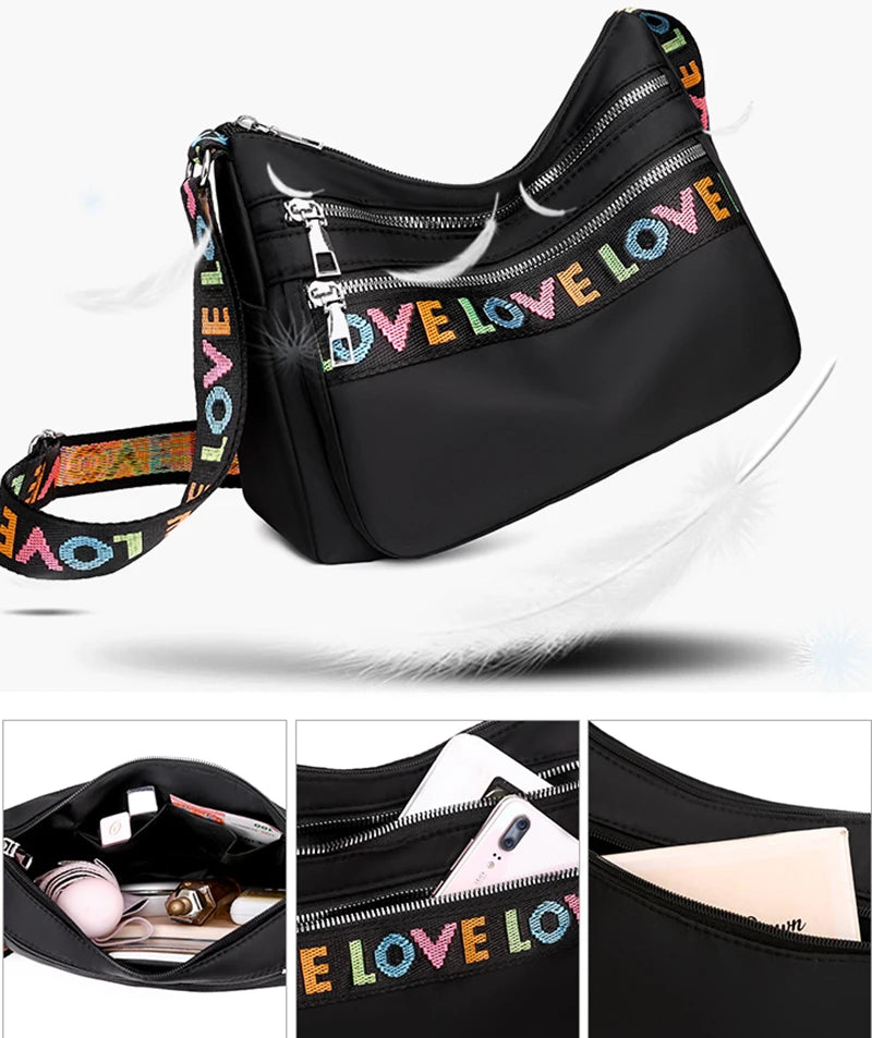 Women's Crossbody Bag Waterproof Nylon Oxford Shoulder Messenger Bags Casual Large Capacity Handbag Ladies Travel Shopping Tote