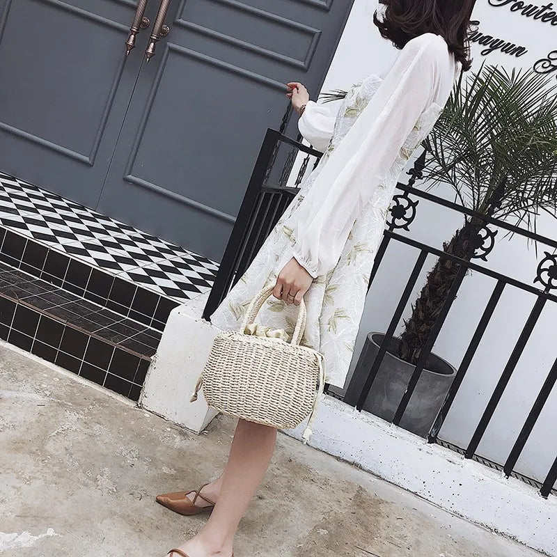 Straw Bags for Women Summer Rattan Bag Handmade Woven Beach Bag Bohemia Handbag Bolsos Fashion Rattan Basket Tote Purse