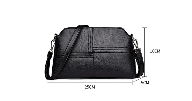 New Casual mama Messenger Bags Crossbody PU Leather Black Handbags for Women Small Shoulder Bag Purse