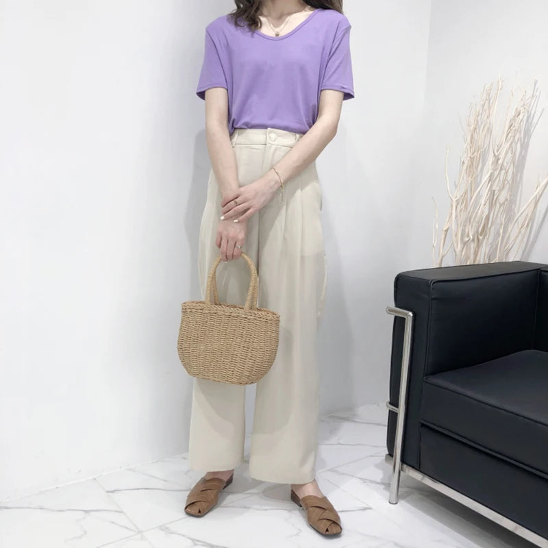 Straw Bags for Women Summer Rattan Bag Handmade Woven Beach Bag Bohemia Handbag Bolsos Fashion Rattan Basket Tote Purse
