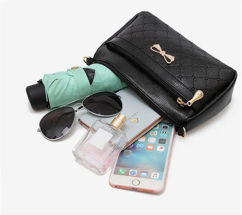 Women Bowknot Leather Small Handbags Female Shoulder Crossbody Bag High Quality Ladies Messenger Purse Tote