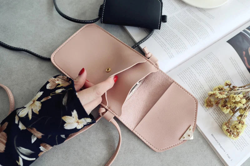 Soft Leather Crossbody Bags for Women Solid Color Shoulder Bag Cell Phone Purse Small Handbags Girls NEW