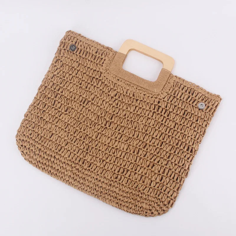 Handbag Vintage Bohemian Straw Bag for Women Summer Large Capacity Beach Handbag Rattan Handmade Kintted Travel Bags Bolsas