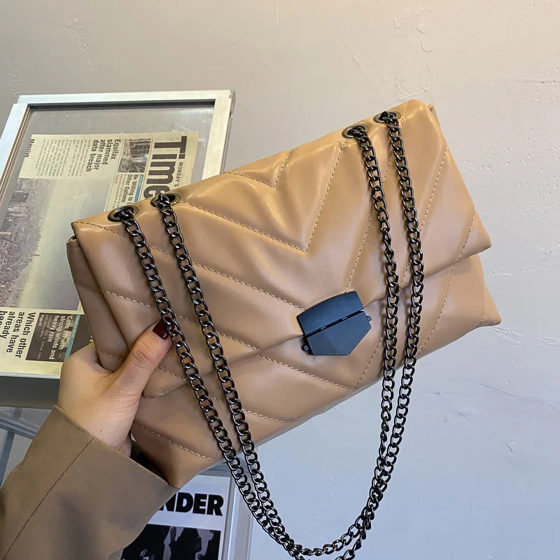 Luxury Chains Shoulder Bag Women PU Leather Armpit Bag Fashion Messenger Bag Small Flap Crossbody Bag Lady Shopping Pouch femme
