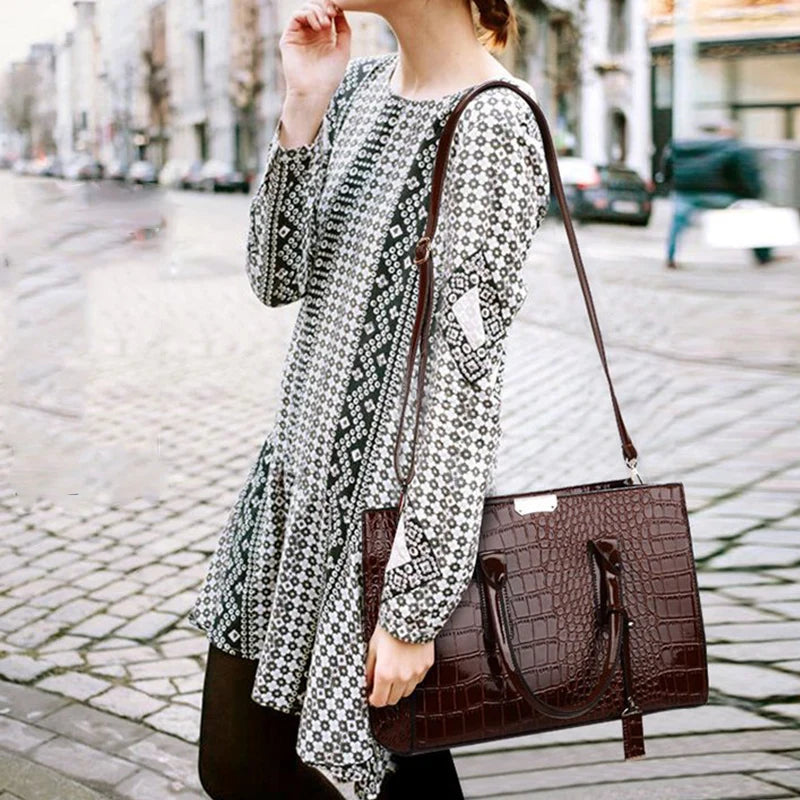 Luxury Handbags Alligator Designer PU Patent Leather Crossbody Bag For Women Tote Retro Ladies Messegner Shoulder Bag Bolsa