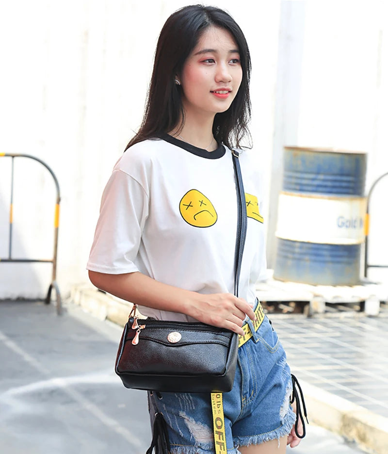 Small Fashion Shoulder Bags for Women Soft Leather mama Handbags Crossbody Messenger Bag Purse Solid Color Clutch
