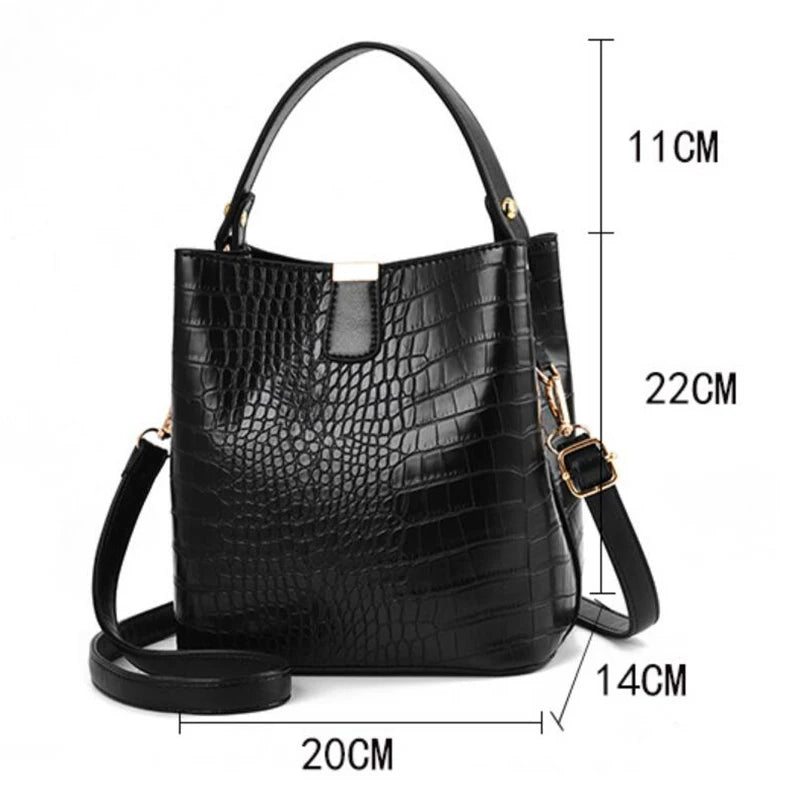 Crocodile Pattern Bucket Shoulder Bag For Women Fashion Brands Female Handbag Large Capacity Lady Crossbody Bag Handbag Purse