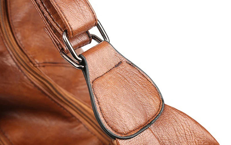 Casual PU Leather Tote Bags for Women Large Capacity Hobo Handbags Retro Patchwork Shoulder Bag Female Crossbody Shopper Bag