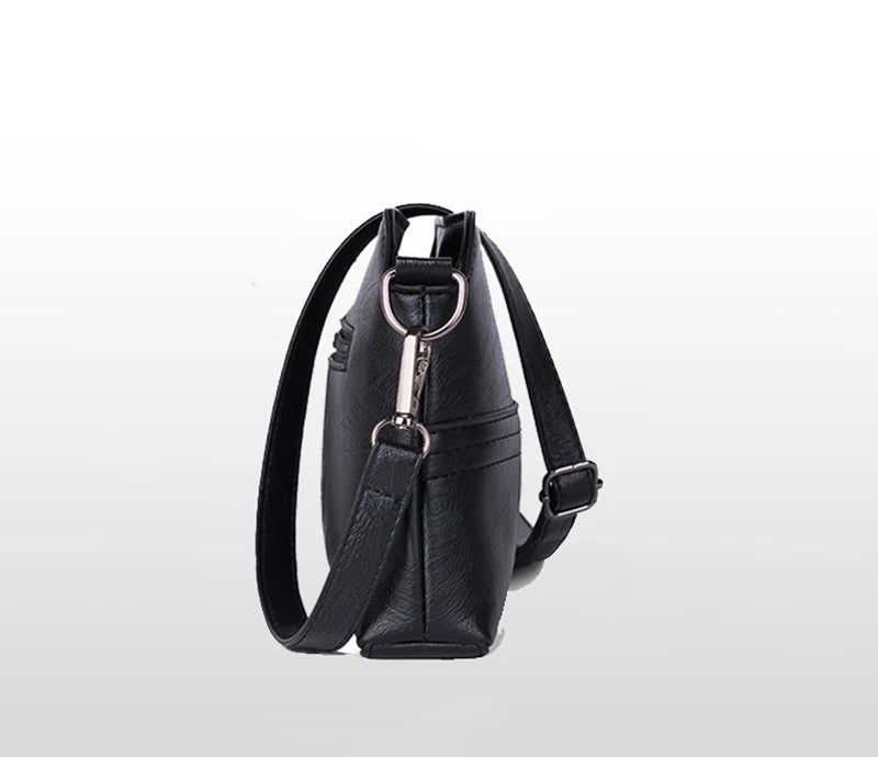 New Casual mama Messenger Bags Crossbody PU Leather Black Handbags for Women Small Shoulder Bag Purse