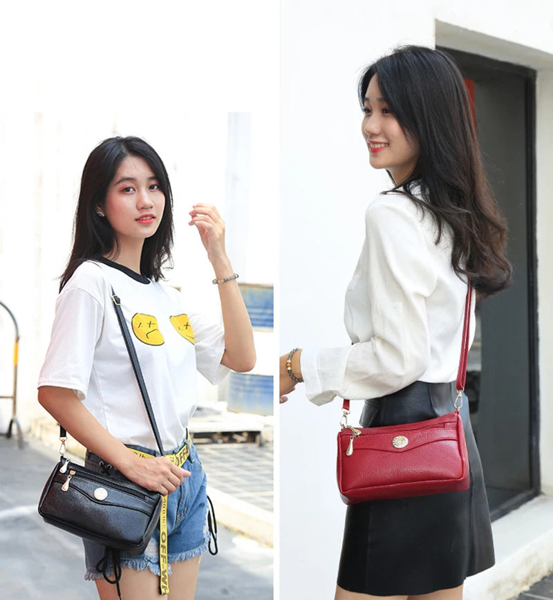 Small Fashion Shoulder Bags for Women Soft Leather mama Handbags Crossbody Messenger Bag Purse Solid Color Clutch