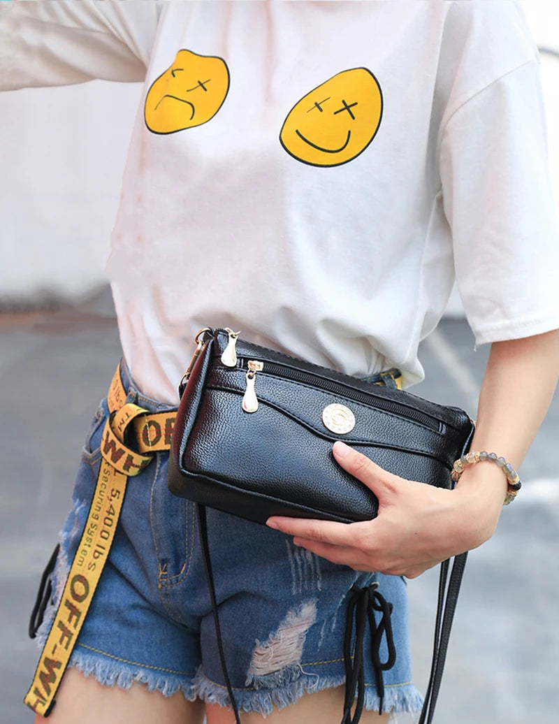 Small Fashion Shoulder Bags for Women Soft Leather mama Handbags Crossbody Messenger Bag Purse Solid Color Clutch