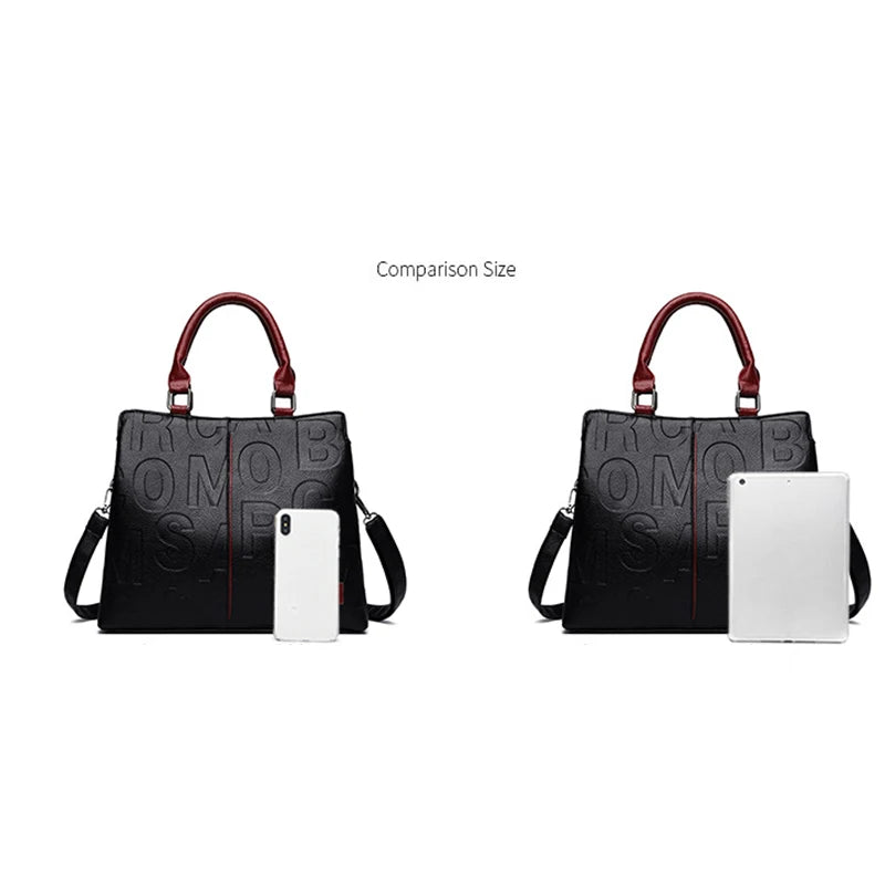 Fashion Letter Handle Bag Women PU Leather Shoulder Bag Large Capacity Handbag Designer Brands Crossbody Bag Lady Purse Femme