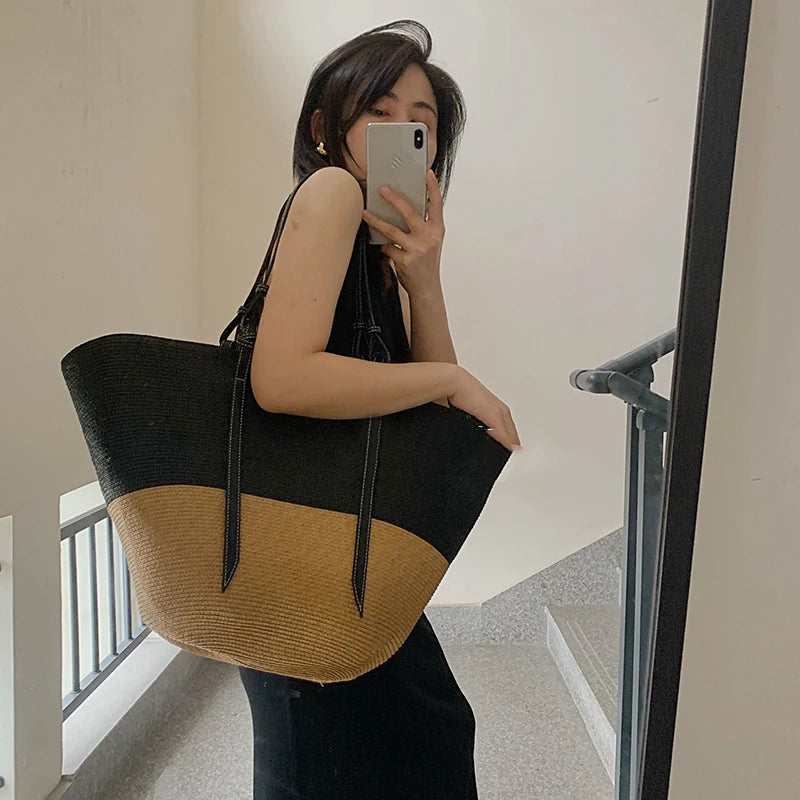 Lady Summer Beach Straw Basket Bags Casual Rattan Large Capacity Totes Women Brands Designer Handbags Wicker Woven Shoulder Bags