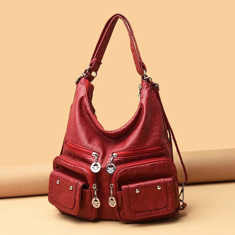 Casual Large Capacity Hobos Bag For Women Travel Shoulder Bags Female Multifunctional Handbag Totes PU Leather Crossbody Bag