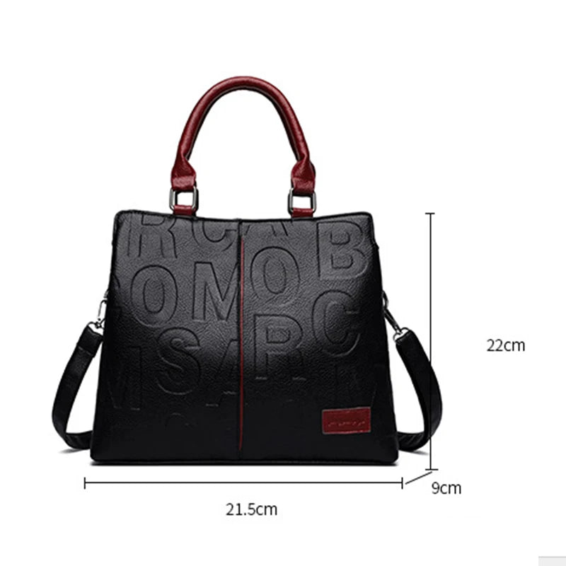 Fashion Letter Handle Bag Women PU Leather Shoulder Bag Large Capacity Handbag Designer Brands Crossbody Bag Lady Purse Femme