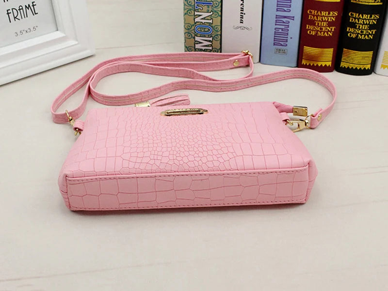 Fashion Alligator Pattern Shoulder Messenger Bags for Women PU Leather Handbag Small Phone Purse Crossbody Pack