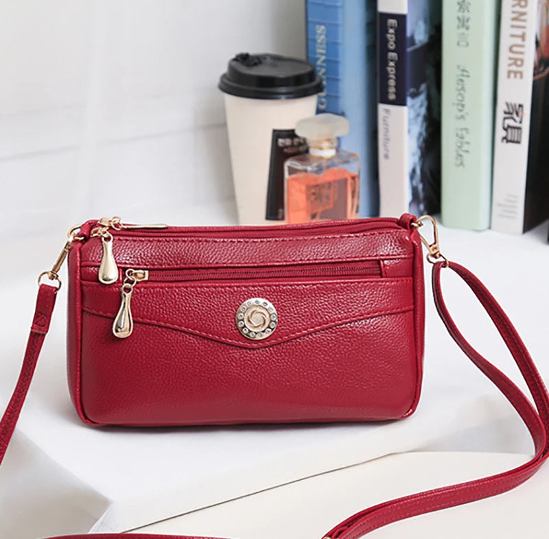 Small Fashion Shoulder Bags for Women Soft Leather mama Handbags Crossbody Messenger Bag Purse Solid Color Clutch