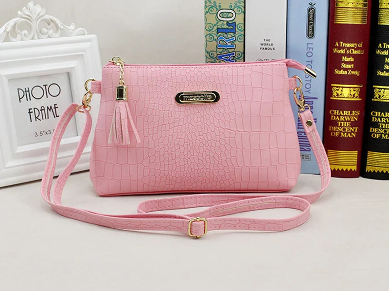 Fashion Alligator Pattern Shoulder Messenger Bags for Women PU Leather Handbag Small Phone Purse Crossbody Pack