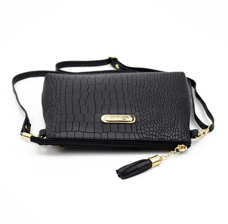 Fashion Alligator Pattern Shoulder Messenger Bags for Women PU Leather Handbag Small Phone Purse Crossbody Pack