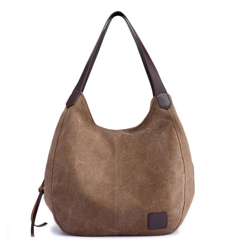 Large Capacity Canvas Shoulder Bag Casual Top-Handle Bag Daily Use Handbag Lady Shopping Totes Travel Bag