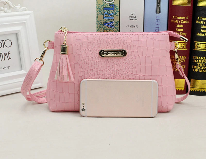 Fashion Alligator Pattern Shoulder Messenger Bags for Women PU Leather Handbag Small Phone Purse Crossbody Pack