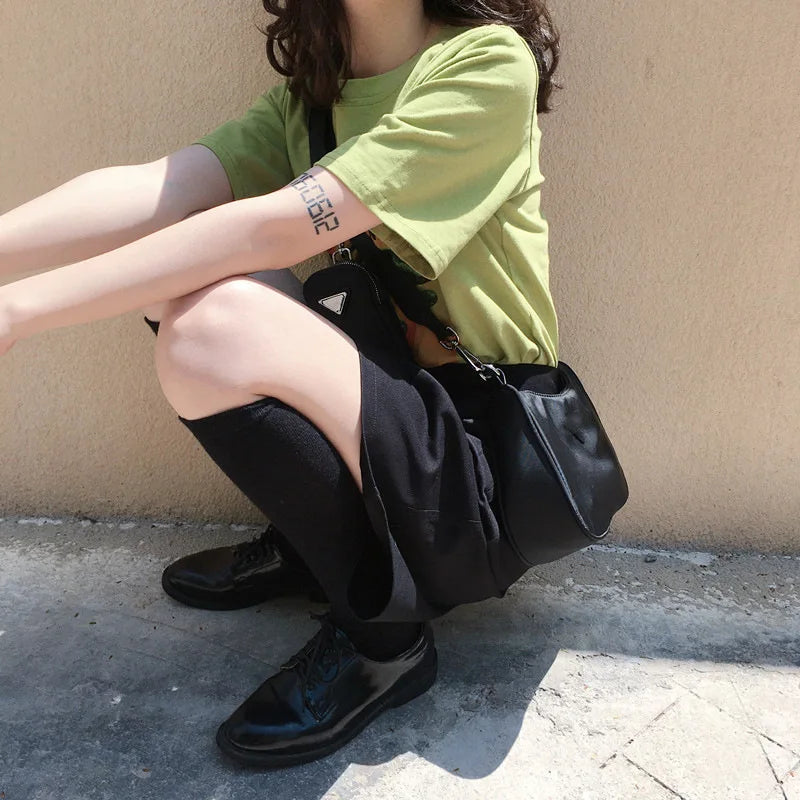 New Arrival Hobo Shoulder Bags for Women Simple Style Black Nylon Crossbody Messenger Bags Purse Female Underarm Handbag