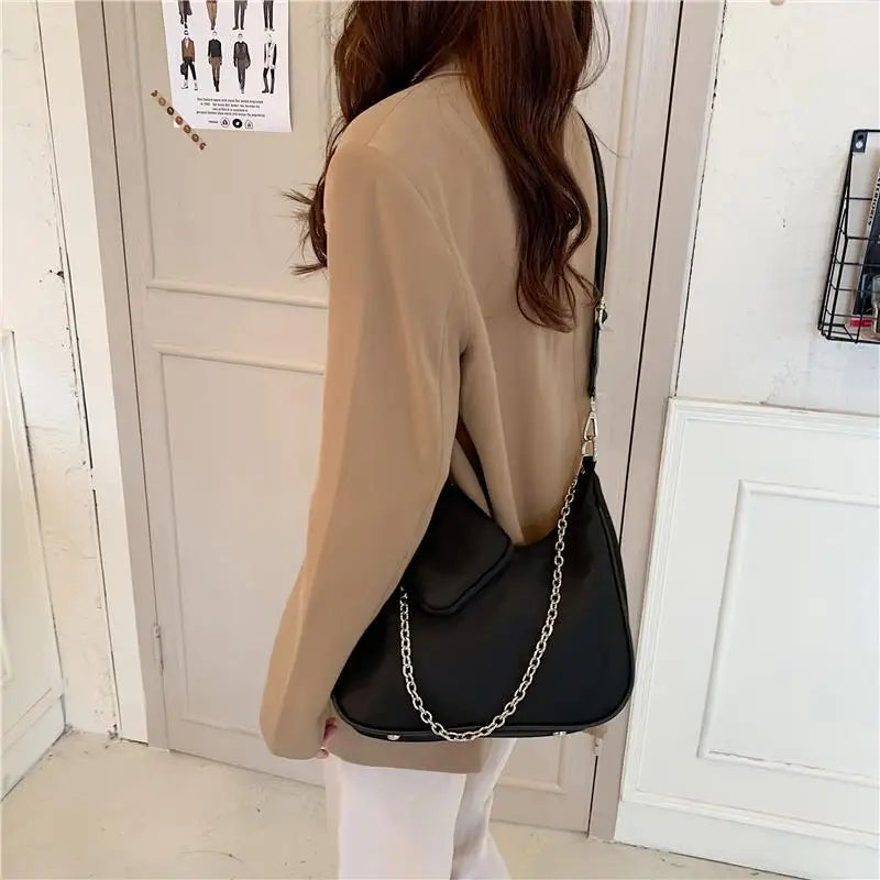 New Arrival Hobo Shoulder Bags for Women Simple Style Black Nylon Crossbody Messenger Bags Purse Female Underarm Handbag