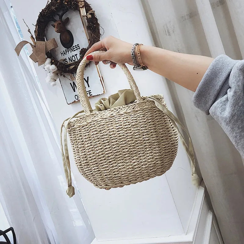 Straw Bags for Women Summer Rattan Bag Handmade Woven Beach Bag Bohemia Handbag Bolsos Fashion Rattan Basket Tote Purse
