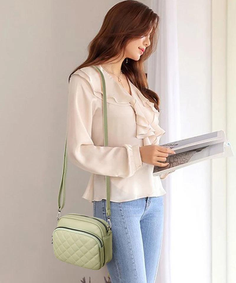 Simple Fashion Plaid Shoulder Bags For Women PU Leather Crossbody Messenger Bag Phone Purse Lady Small Handbag Clutch