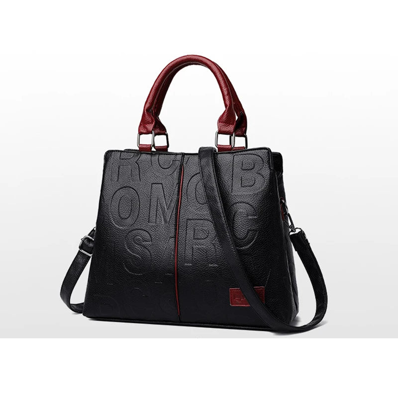 Fashion Letter Handle Bag Women PU Leather Shoulder Bag Large Capacity Handbag Designer Brands Crossbody Bag Lady Purse Femme