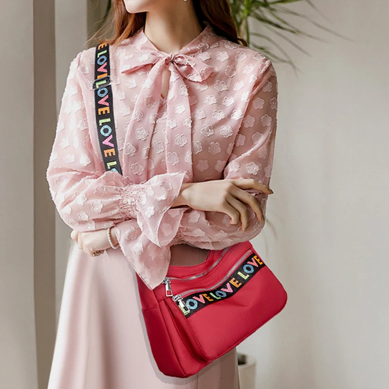 Women's Crossbody Bag Waterproof Nylon Oxford Shoulder Messenger Bags Casual Large Capacity Handbag Ladies Travel Shopping Tote