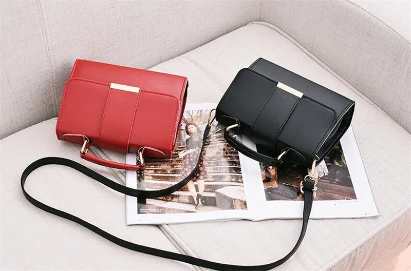 Hot Sale Flap Sling Shoulder Bags for Women Solid Color Crossbody Messenger Bag Purse Female Leather Handbag Pocket