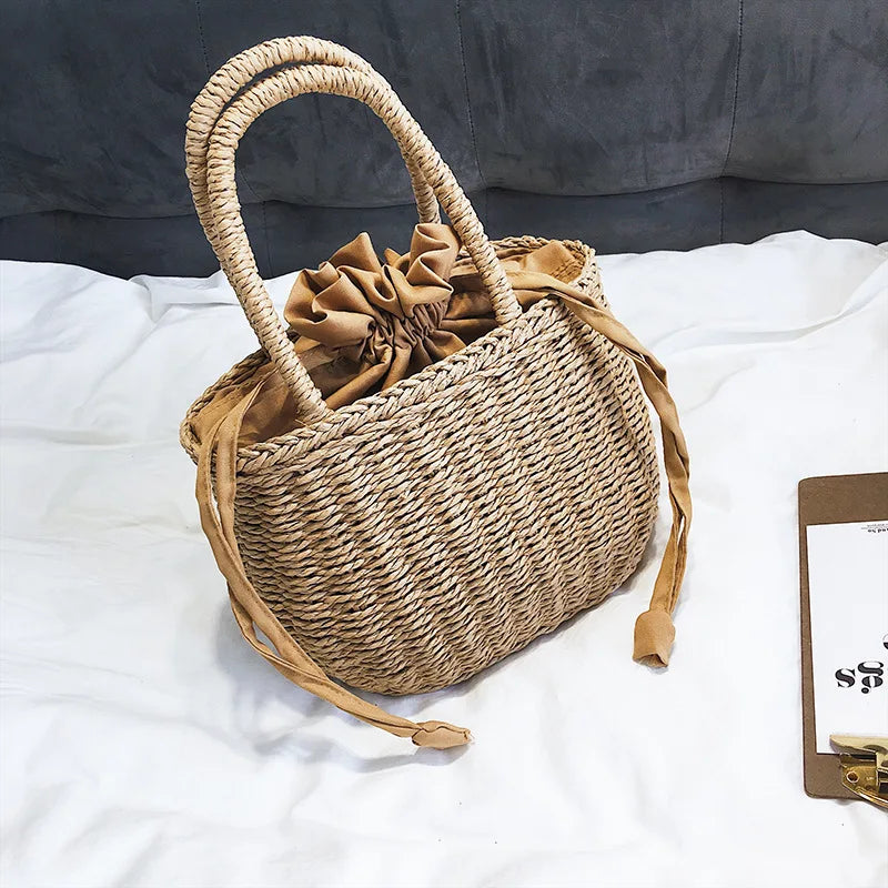 Straw Bags for Women Summer Rattan Bag Handmade Woven Beach Bag Bohemia Handbag Bolsos Fashion Rattan Basket Tote Purse